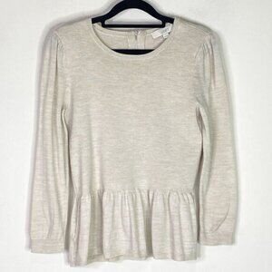 LOFT Peplum Wool Blend 3/4 Sleeve Top Women's Size XS
